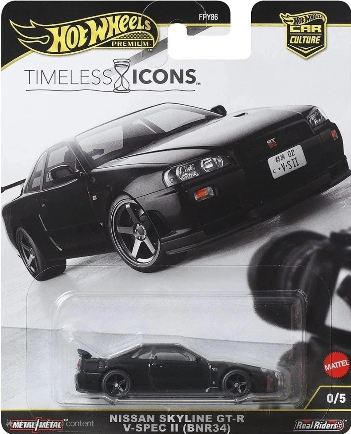 Hot Wheels Car Culture Timeless Icons Nissan Skyline GT-R R34 BLACK CHASE 0/5