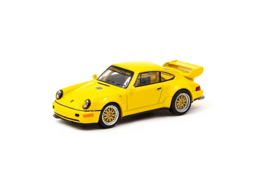 Tarmac Works 1:64 Scale Porsche 911 RSR 3.8 Yellow Diecast Model Car
