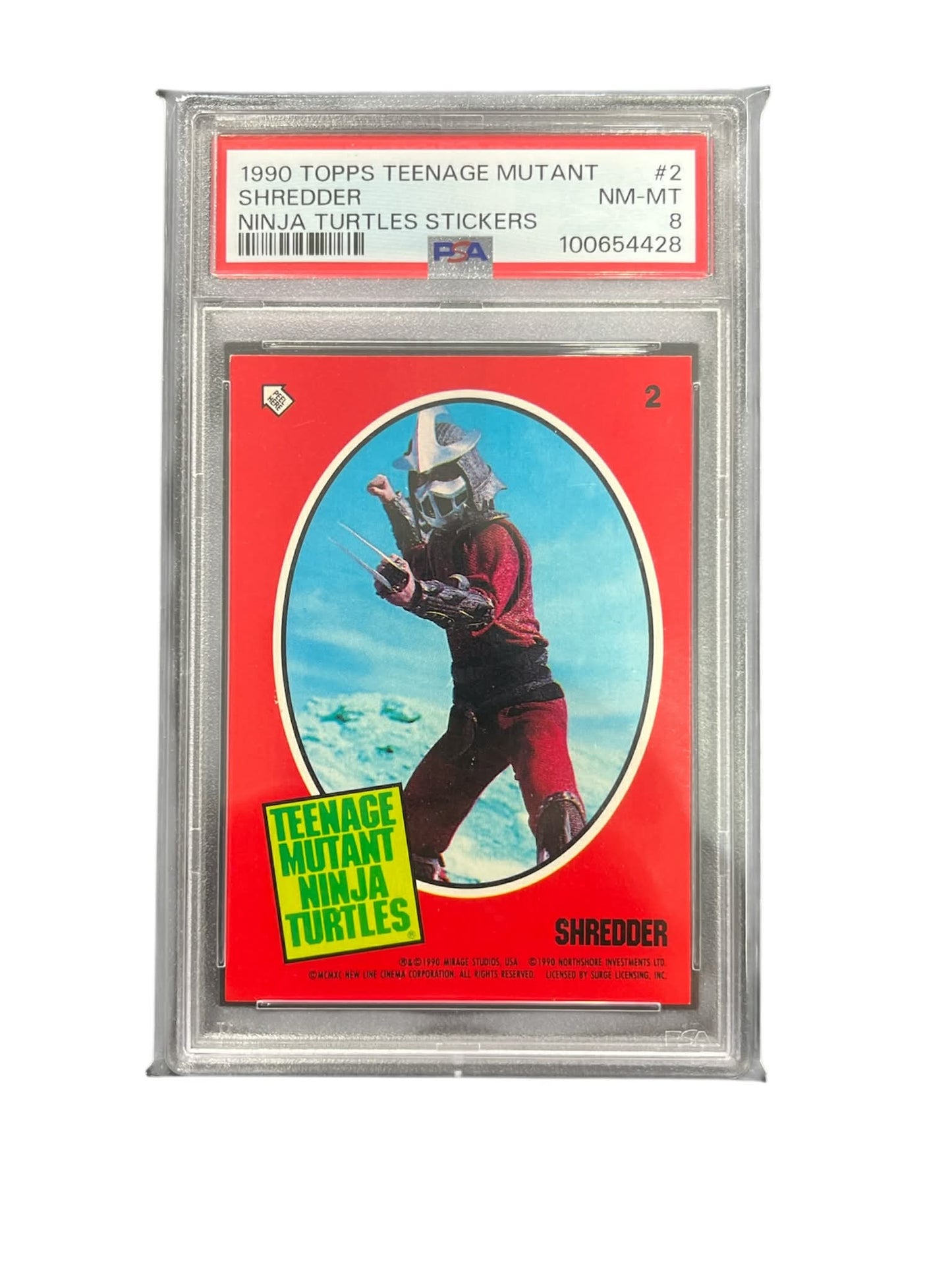 1990 Topps Teenage Mutant Ninja Turtles Shredder Sticker #2 - PSA NM-MT 8