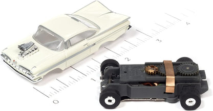 Auto World Thunderjet 1959 Chevrolet Impala Street Rod w/Blower (White) HO Scale Slot Car