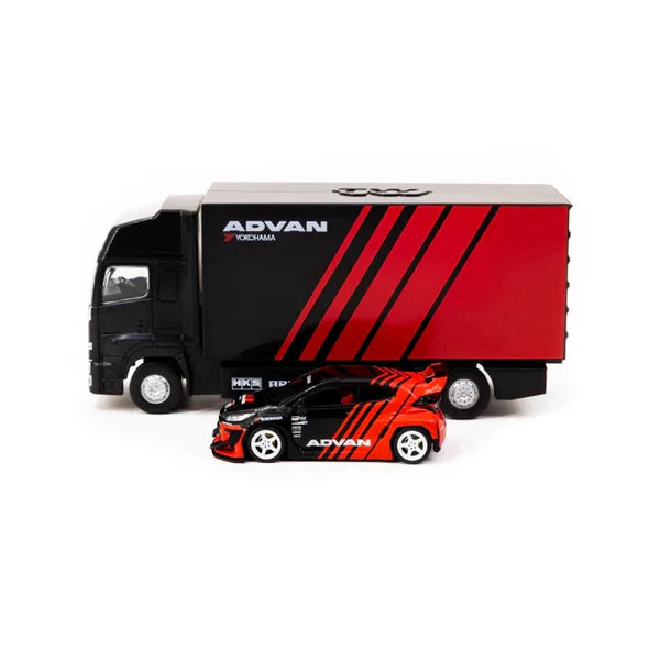 Tarmac Works 1/64 Pandem Toyota Yaris Advan - with Truck