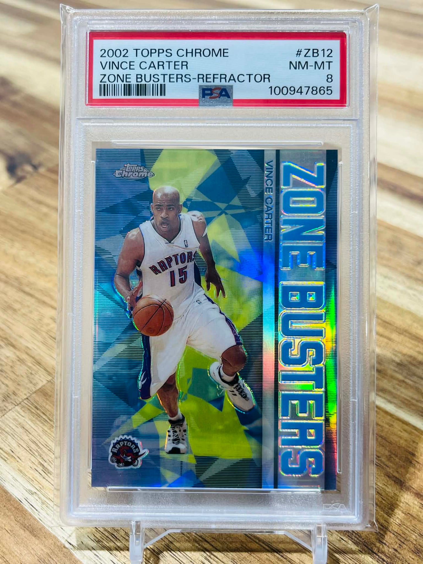 2002 Topps Chrome Zone Busters Refractor Vince Carter #ZB12 - PSA NR-MT 8