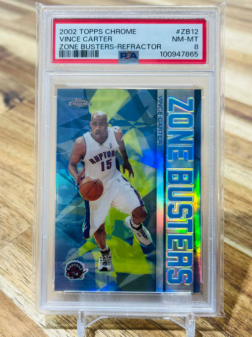 2002 Topps Chrome Zone Busters Refractor Vince Carter #ZB12 - PSA NR-MT 8