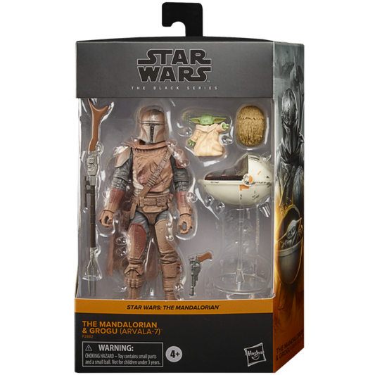 Star Wars: The Mandalorian - The Mandalorian & Grogu (Arvala-7) Black Series Deluxe 6” Scale Action Figure 2-Pack
