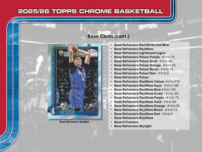 2025-26 Topps Chrome Basketball Mega Box (Pre Order) Dec-25-Jan 26)