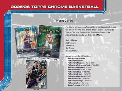 2025-26 Topps Chrome Basketball Mega Box (Pre Order) Dec-25-Jan 26)