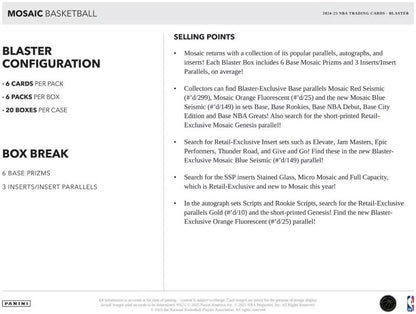 Panini 2024/2025 NBA Mosaic Basketball Blaster Box