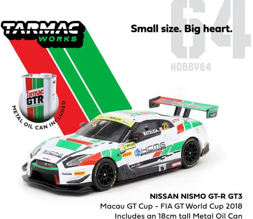 1/64 Nissan Nismo GT-R GT3 Macau GT Cup FIA GT World Cup 2018 With Metal Oil Can Driver: T.Matsuda